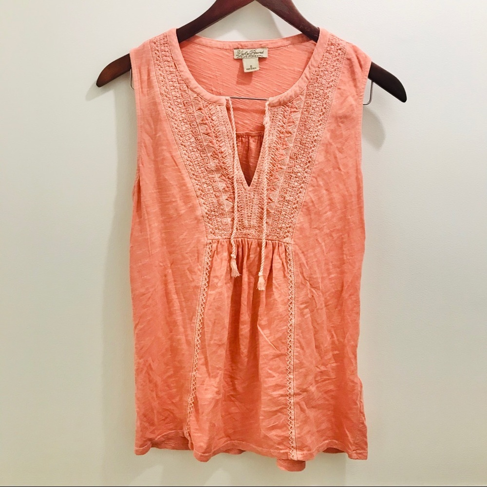 Lucky Brand Embroidered Tank Small coral
